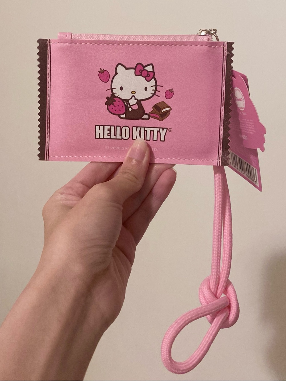 Hello Kitty Pink Strawberry Wristlet Card Pouch